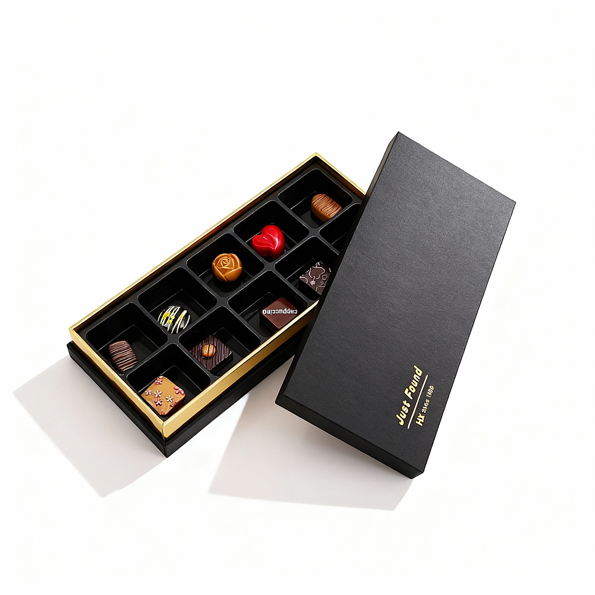 Chocolate gift box factory sample with branded packaging appearance